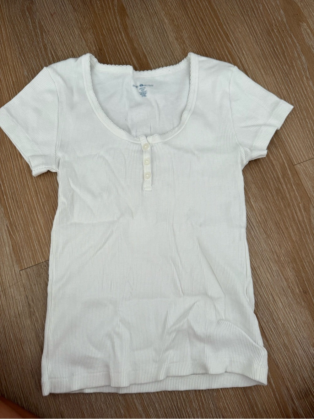 Brandy Melville White Ribbed Henley Scoop Top